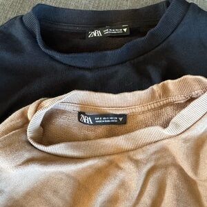 Zara Women's Crewneck Sweater in Black and Tan